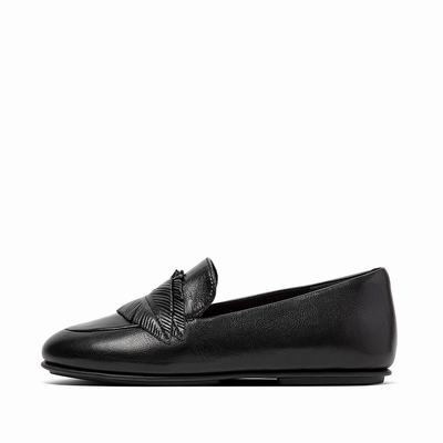 Fitflop Lena Feather Metallic Leather - Loafer Damen - Schwarz (TBN945210)